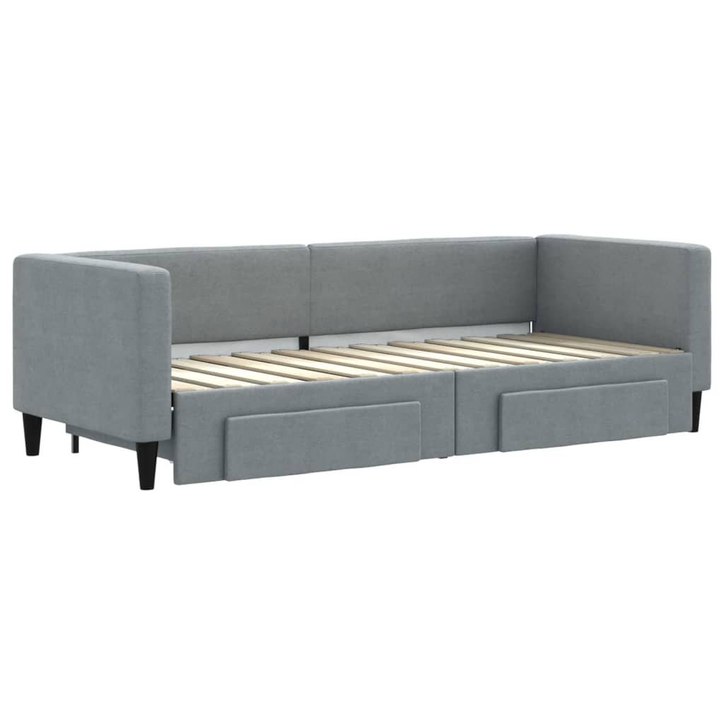 Slaapbank met onderschuifbed en lades 80x200 cm stof lichtgrijs is nu te koop bij PeponiXL, paradijselijk wonen!