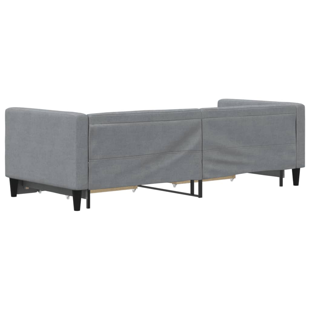 Slaapbank met onderschuifbed en lades 80x200 cm stof lichtgrijs is nu te koop bij PeponiXL, paradijselijk wonen!