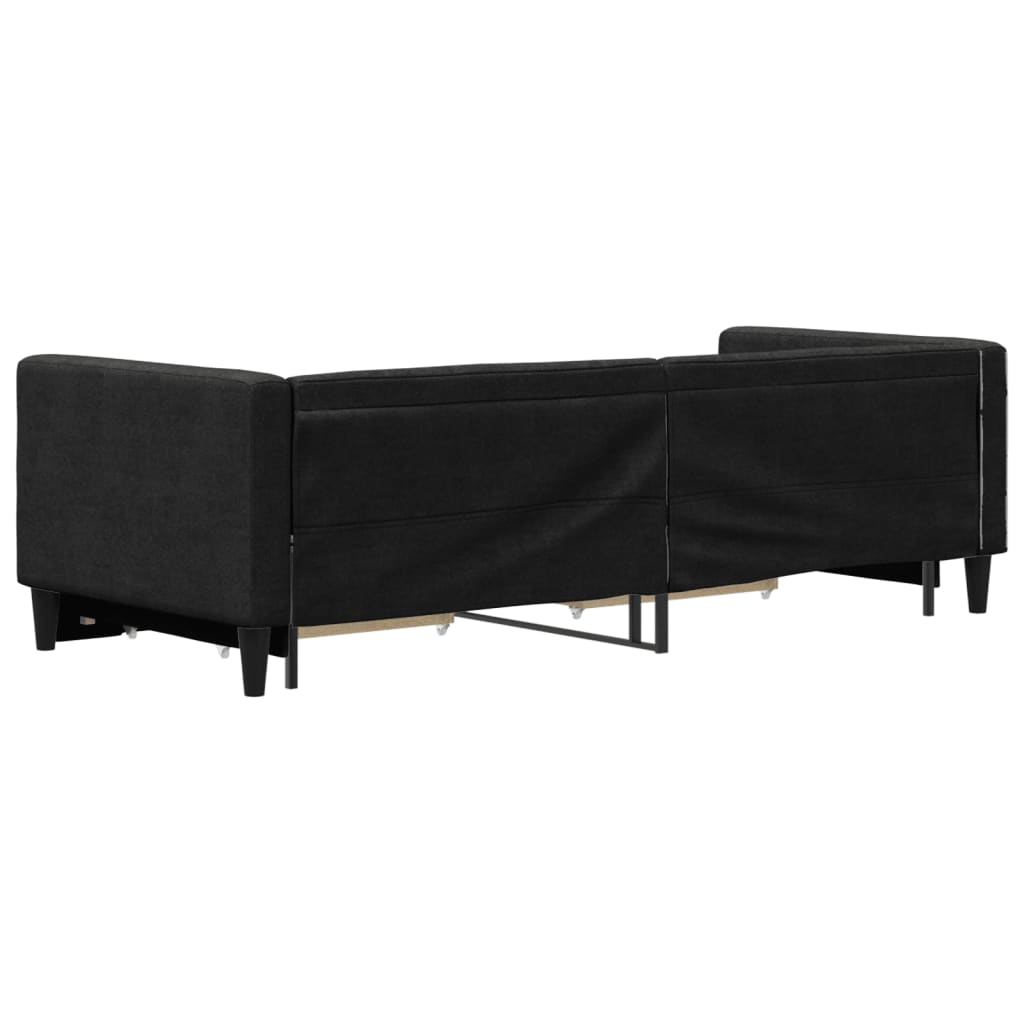 Slaapbank met onderschuifbed en lades 80x200 cm stof zwart is nu te koop bij PeponiXL, paradijselijk wonen!