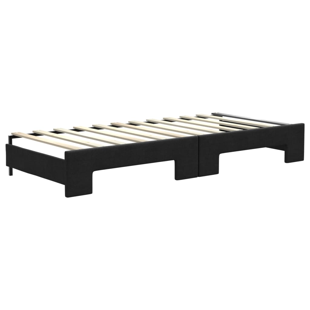 Slaapbank met onderschuifbed en lades 80x200 cm stof zwart is nu te koop bij PeponiXL, paradijselijk wonen!