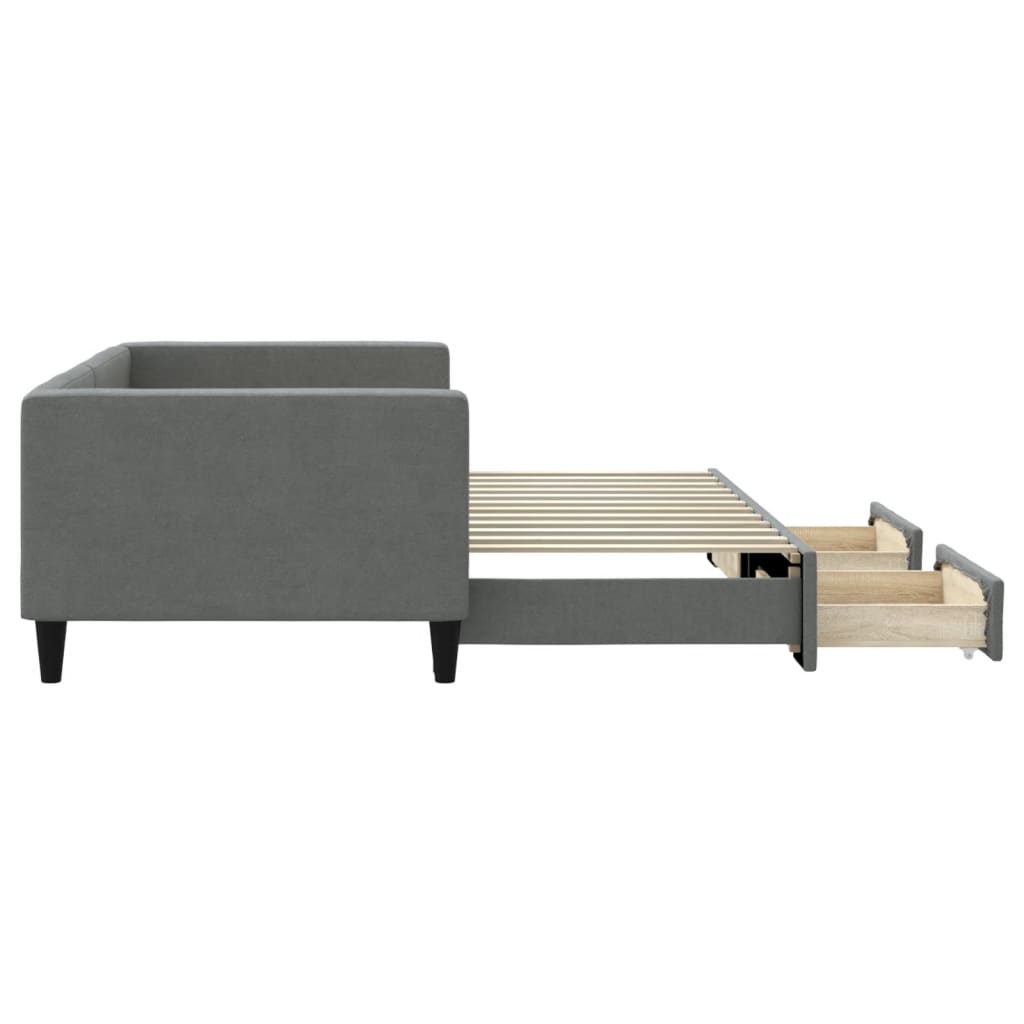 Slaapbank onderschuifbed en lades 90x200 cm stof donkergrijs is nu te koop bij PeponiXL, paradijselijk wonen!