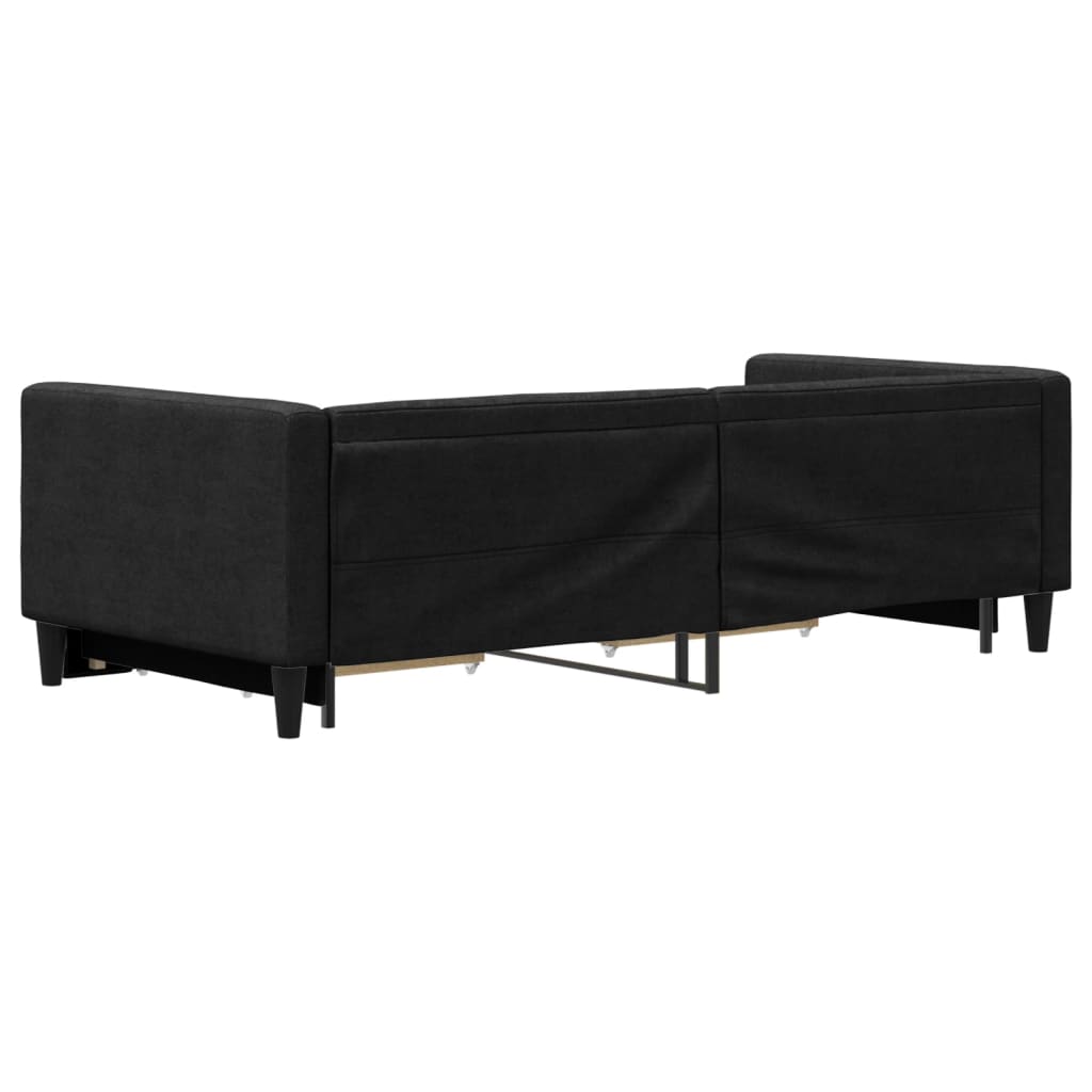 Slaapbank met onderschuifbed en lades 90x200 cm stof zwart is nu te koop bij PeponiXL, paradijselijk wonen!