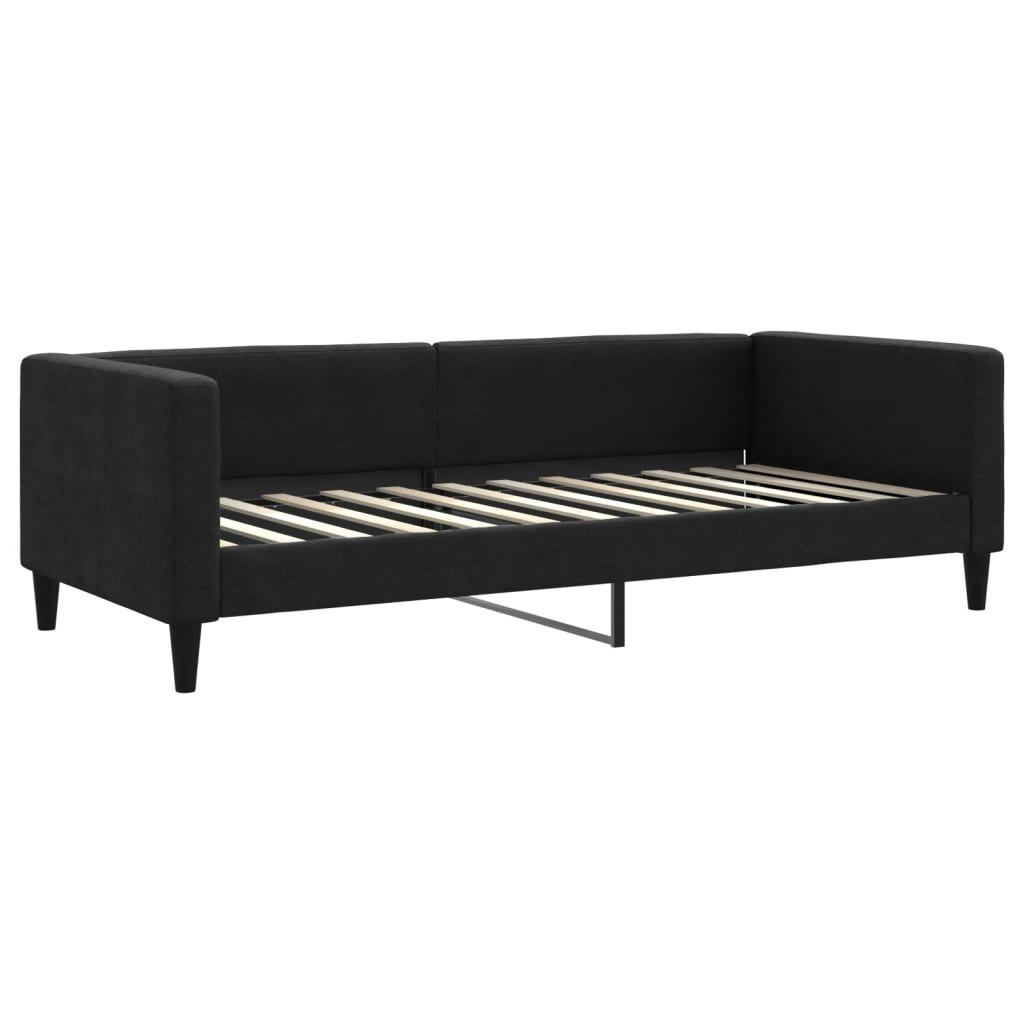 Slaapbank met onderschuifbed en lades 90x200 cm stof zwart is nu te koop bij PeponiXL, paradijselijk wonen!