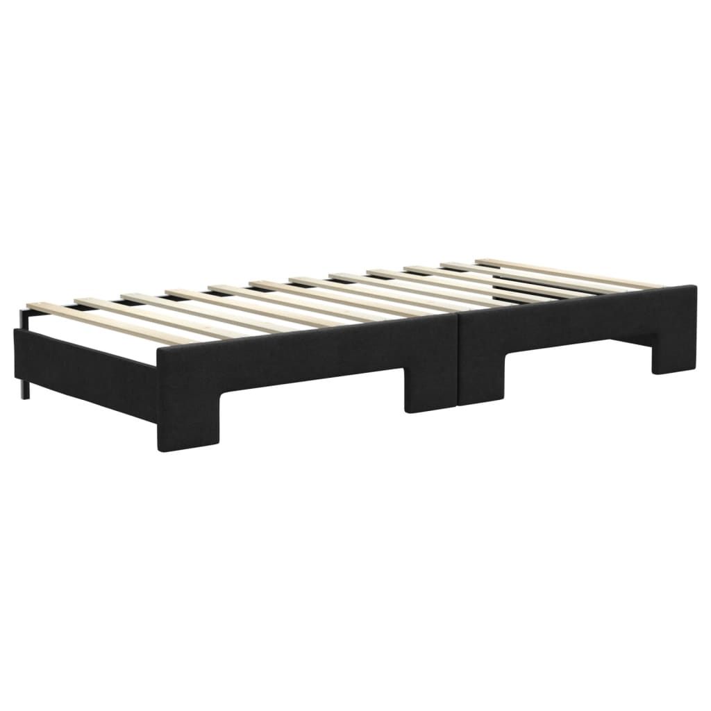 Slaapbank met onderschuifbed en lades 90x200 cm stof zwart is nu te koop bij PeponiXL, paradijselijk wonen!