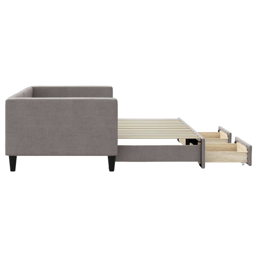 Slaapbank met onderschuifbed en lades 90x200 cm stof taupe is nu te koop bij PeponiXL, paradijselijk wonen!
