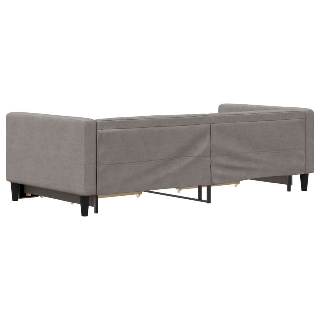 Slaapbank met onderschuifbed en lades 90x200 cm stof taupe is nu te koop bij PeponiXL, paradijselijk wonen!