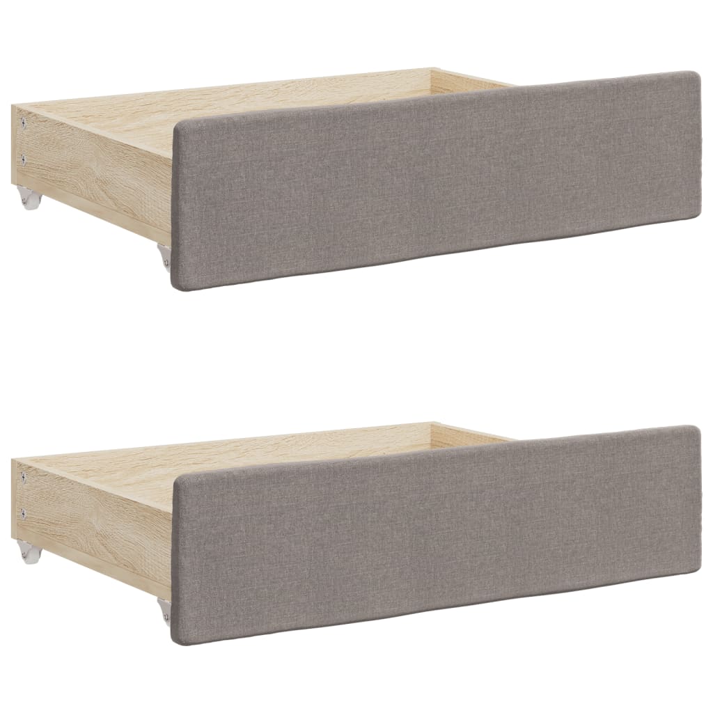 Slaapbank met onderschuifbed en lades 90x200 cm stof taupe is nu te koop bij PeponiXL, paradijselijk wonen!