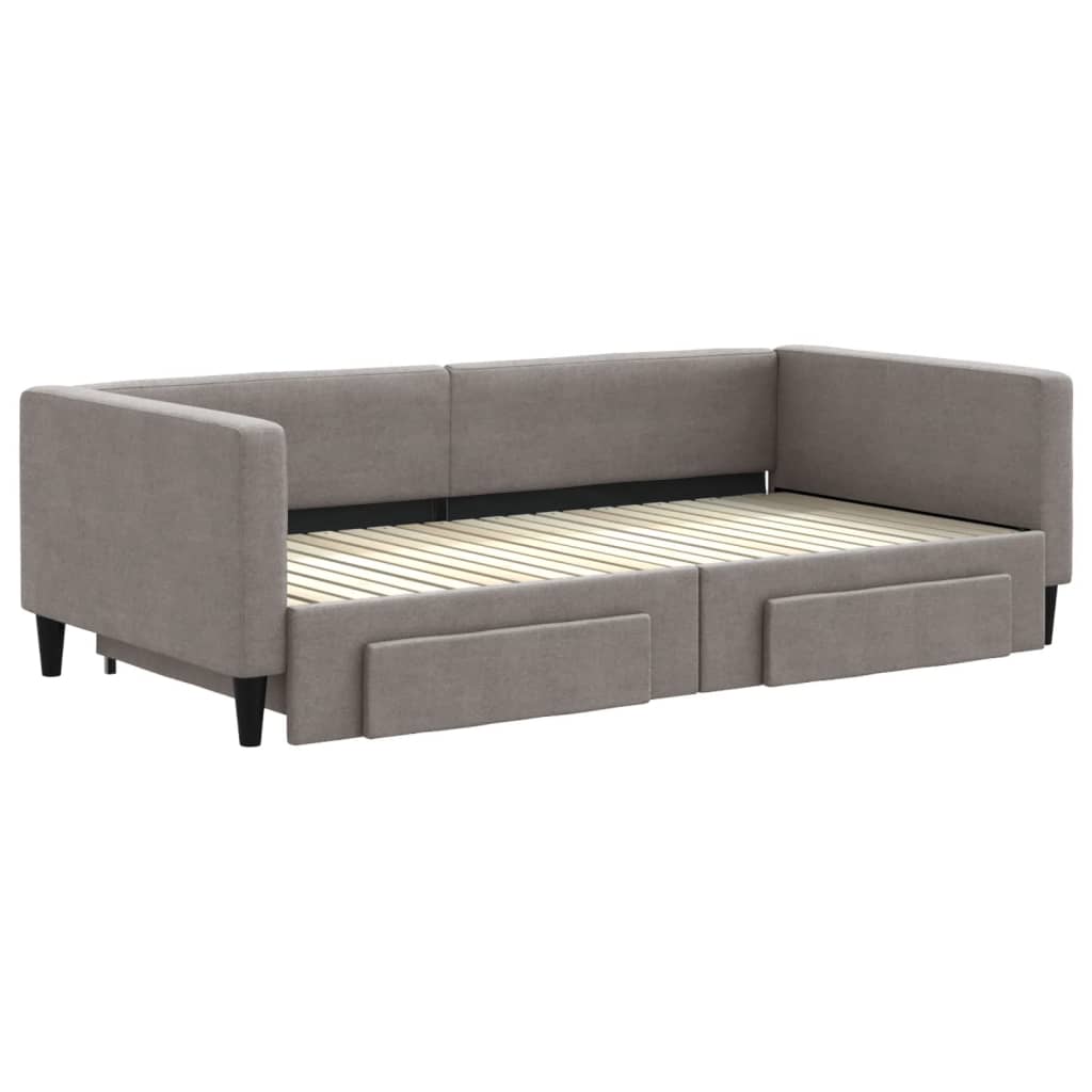 Slaapbank met onderschuifbed en lades 100x200 cm stof taupe is nu te koop bij PeponiXL, paradijselijk wonen!