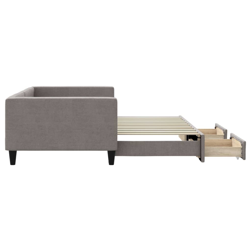 Slaapbank met onderschuifbed en lades 100x200 cm stof taupe is nu te koop bij PeponiXL, paradijselijk wonen!