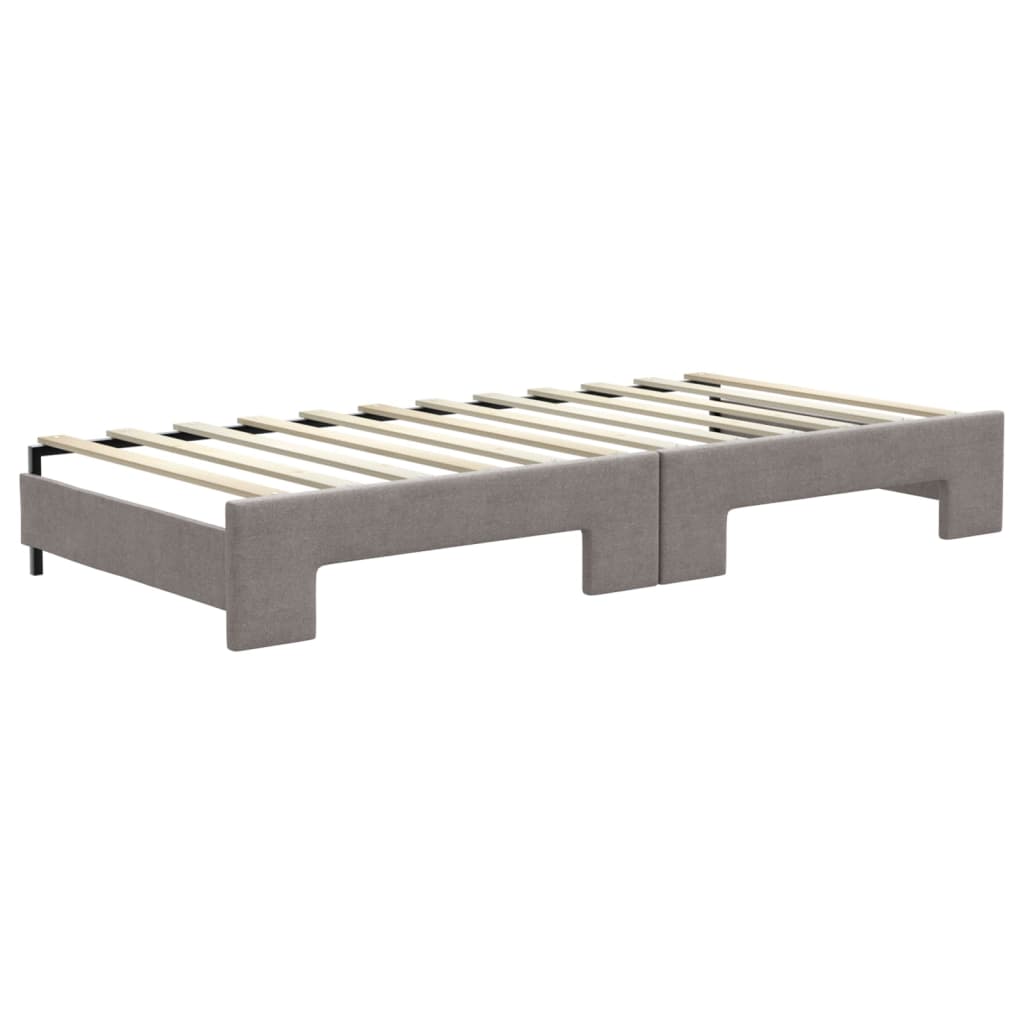 Slaapbank met onderschuifbed en lades 100x200 cm stof taupe is nu te koop bij PeponiXL, paradijselijk wonen!
