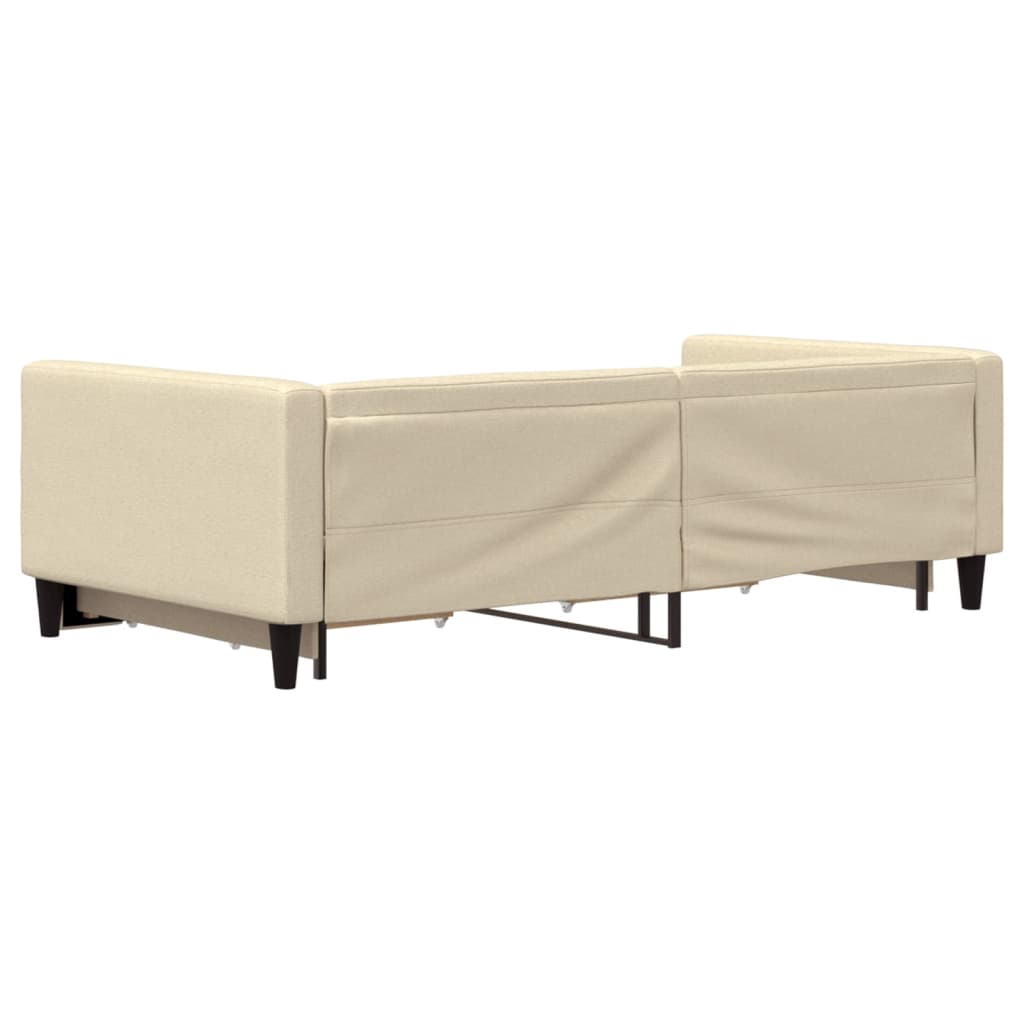 Slaapbank met onderschuifbed en lades 100x200 cm stof crème is nu te koop bij PeponiXL, paradijselijk wonen!