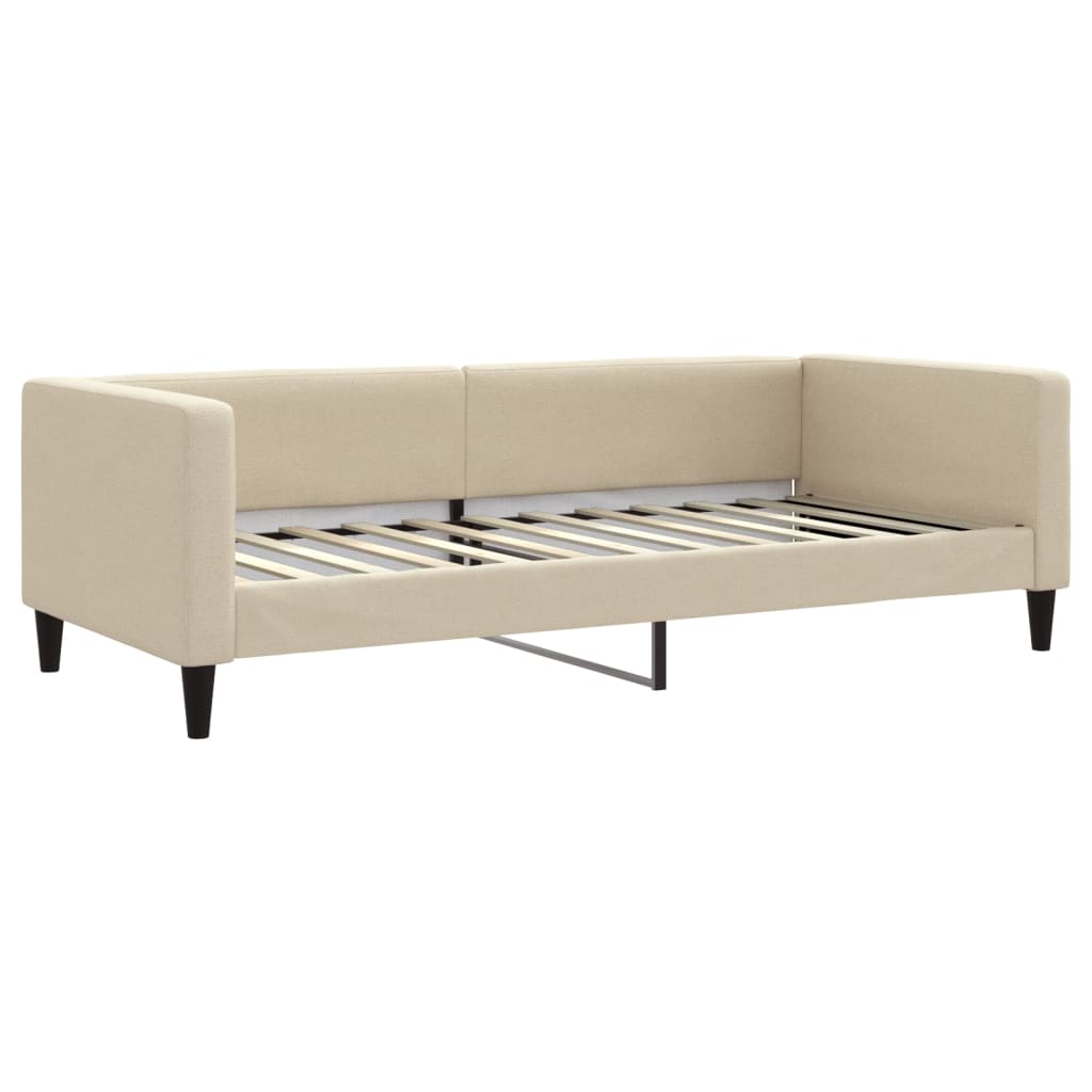 Slaapbank met onderschuifbed en lades 100x200 cm stof crème is nu te koop bij PeponiXL, paradijselijk wonen!
