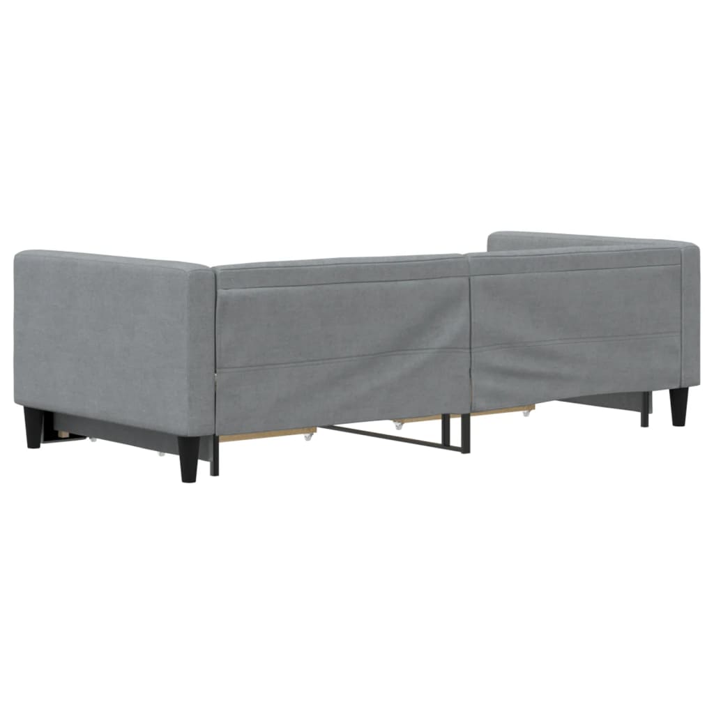 Slaapbank met onderschuifbed en lades 90x190 cm stof lichtgrijs is nu te koop bij PeponiXL, paradijselijk wonen!