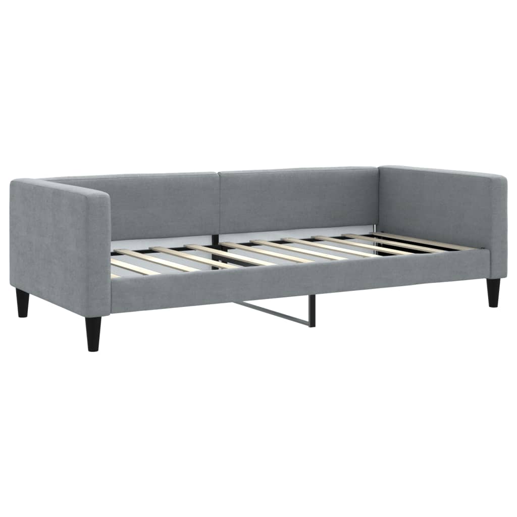Slaapbank met onderschuifbed en lades 90x190 cm stof lichtgrijs is nu te koop bij PeponiXL, paradijselijk wonen!