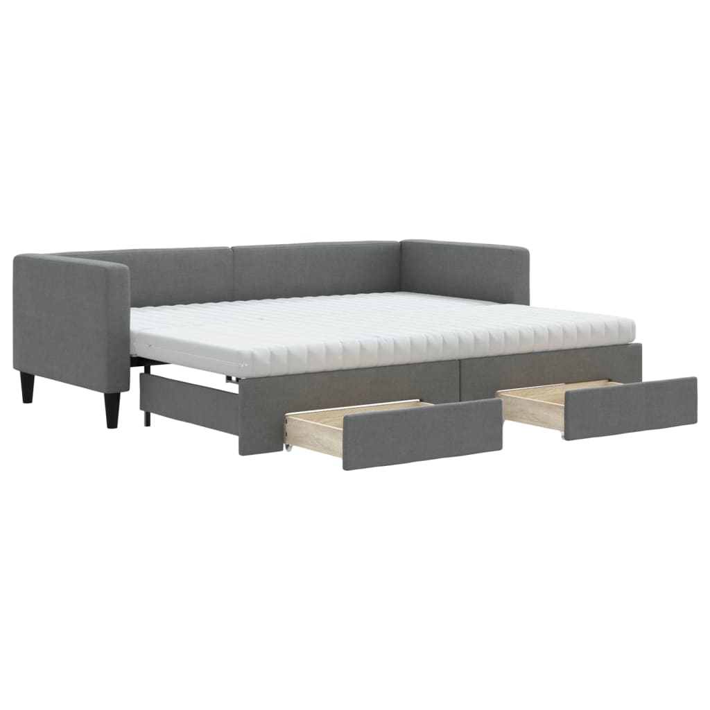 Slaapbank onderschuifbed en lades 80x200 cm stof donkergrijs is nu te koop bij PeponiXL, paradijselijk wonen!
