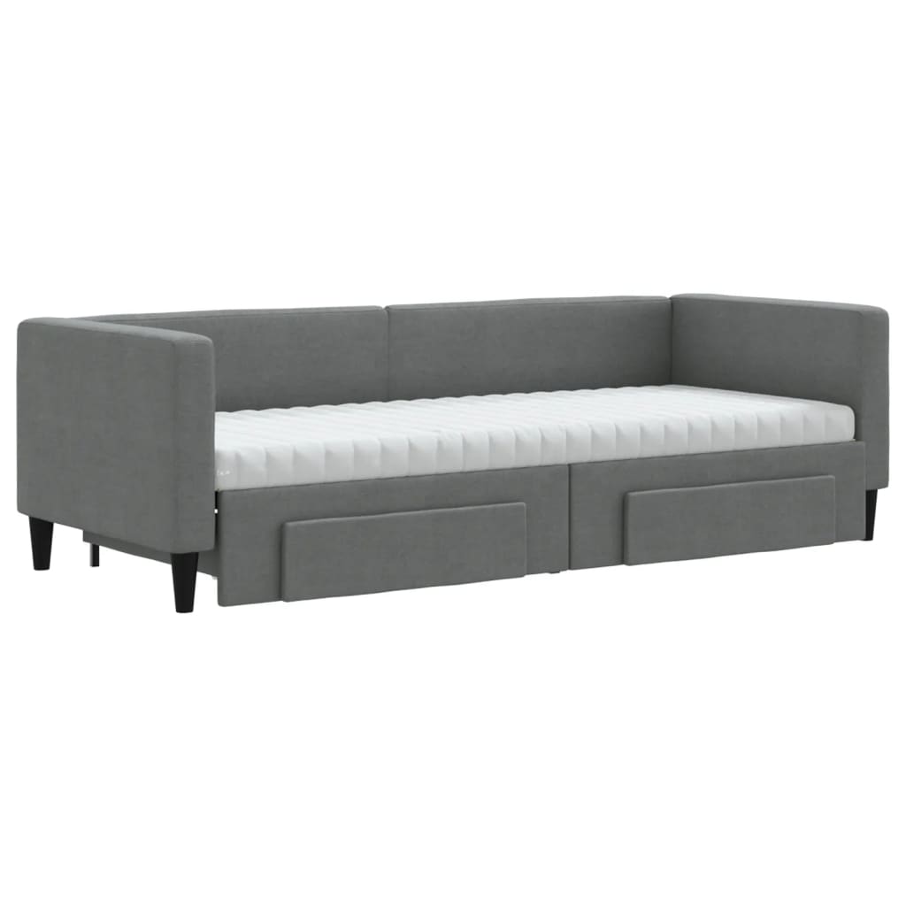 Slaapbank onderschuifbed en lades 80x200 cm stof donkergrijs is nu te koop bij PeponiXL, paradijselijk wonen!