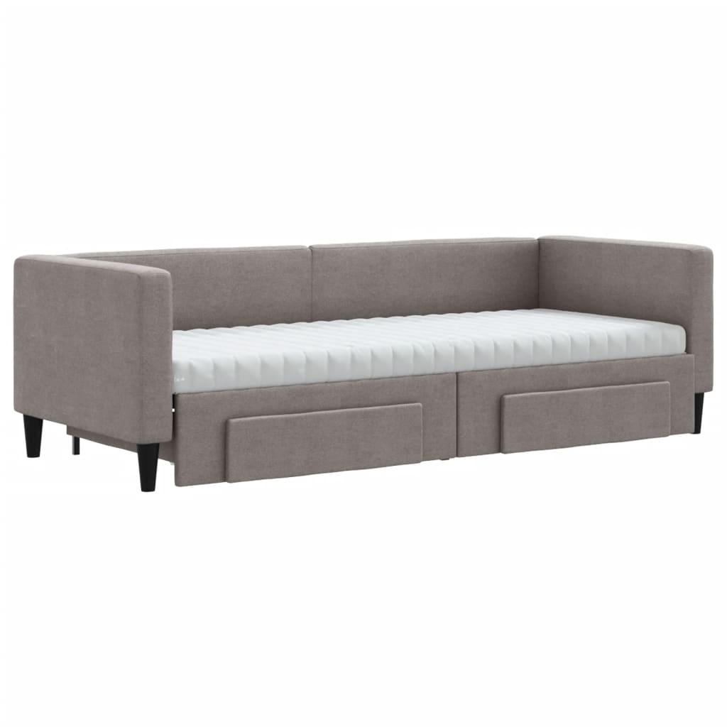 Slaapbank met onderschuifbed en lades 80x200 cm stof taupe is nu te koop bij PeponiXL, paradijselijk wonen!