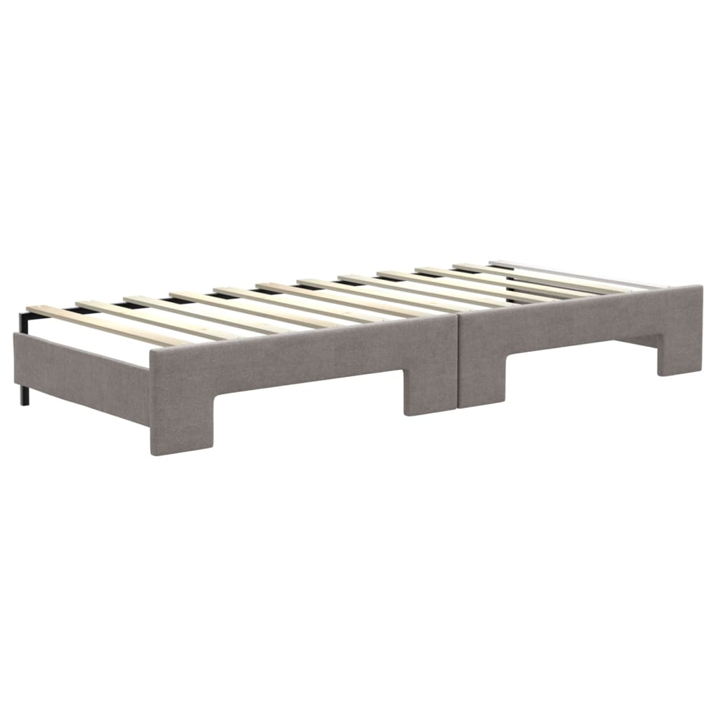 Slaapbank met onderschuifbed en lades 80x200 cm stof taupe is nu te koop bij PeponiXL, paradijselijk wonen!