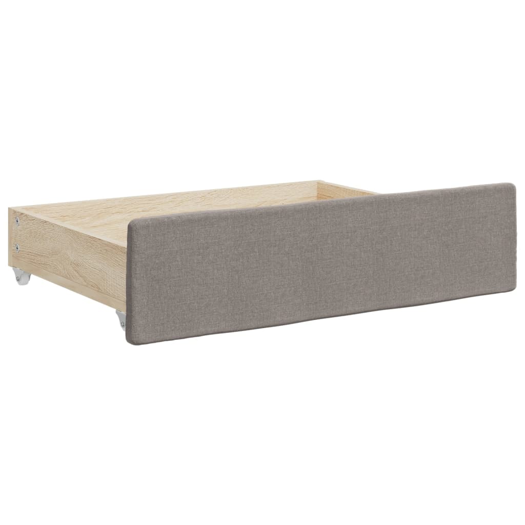 Slaapbank met onderschuifbed en lades 100x200 cm stof taupe is nu te koop bij PeponiXL, paradijselijk wonen!