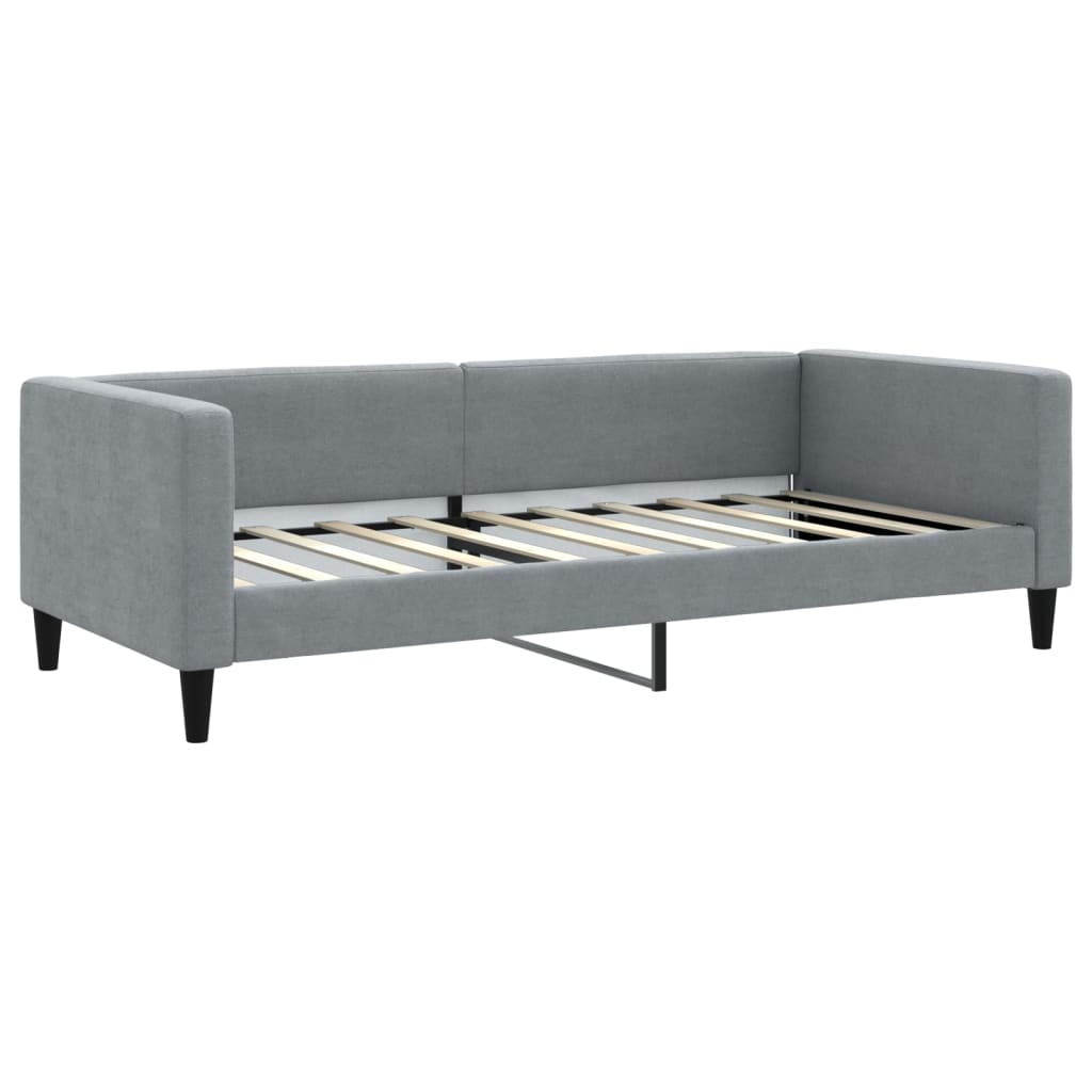 Slaapbank met onderschuifbed en lades 90x190 cm stof lichtgrijs is nu te koop bij PeponiXL, paradijselijk wonen!