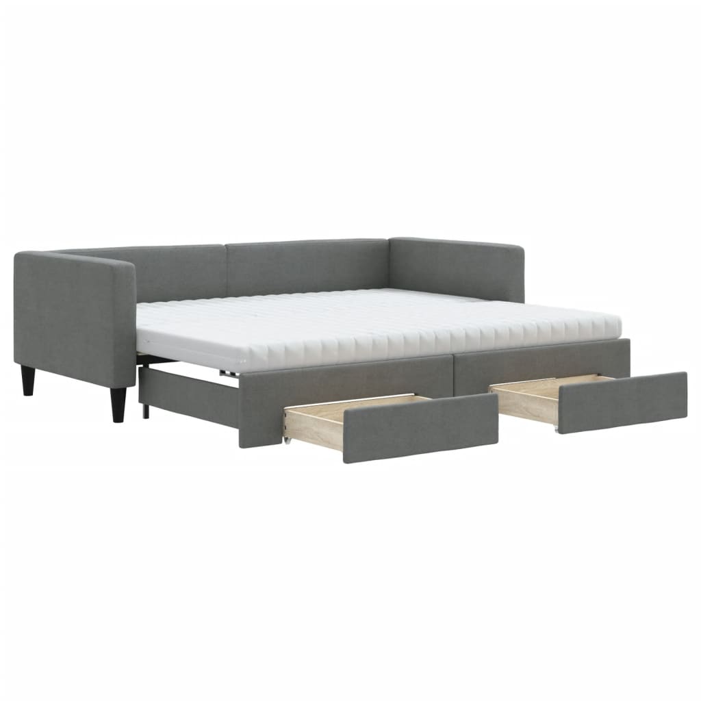 Slaapbank onderschuifbed en lades 90x190 cm stof donkergrijs is nu te koop bij PeponiXL, paradijselijk wonen!