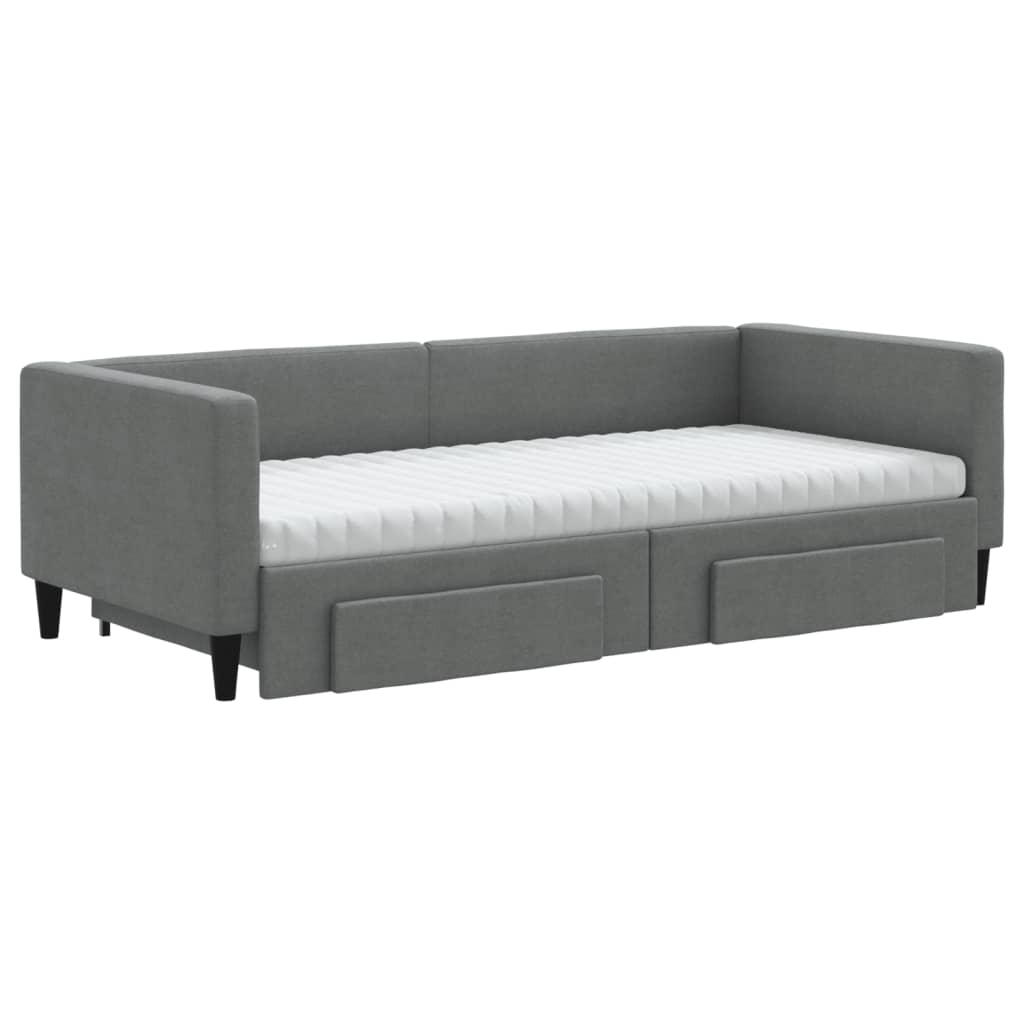 Slaapbank onderschuifbed en lades 90x190 cm stof donkergrijs is nu te koop bij PeponiXL, paradijselijk wonen!