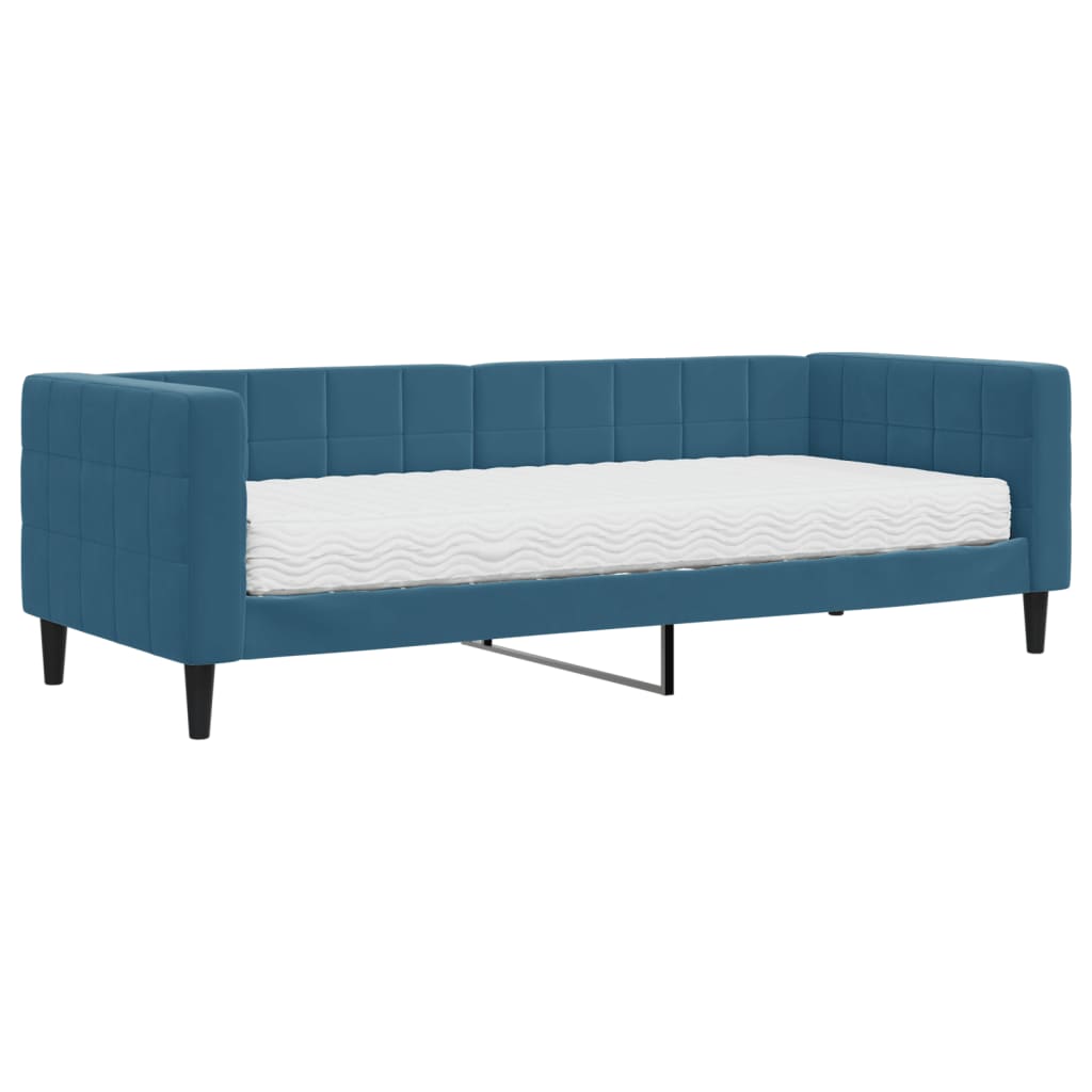 Slaapbank met matras 80x200 cm fluweel blauw is nu te koop bij PeponiXL, paradijselijk wonen!