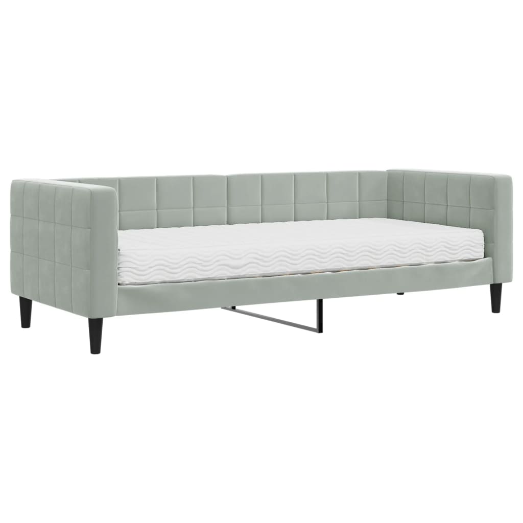 Slaapbank met matras 80x200 cm fluweel lichtgrijs is nu te koop bij PeponiXL, paradijselijk wonen!