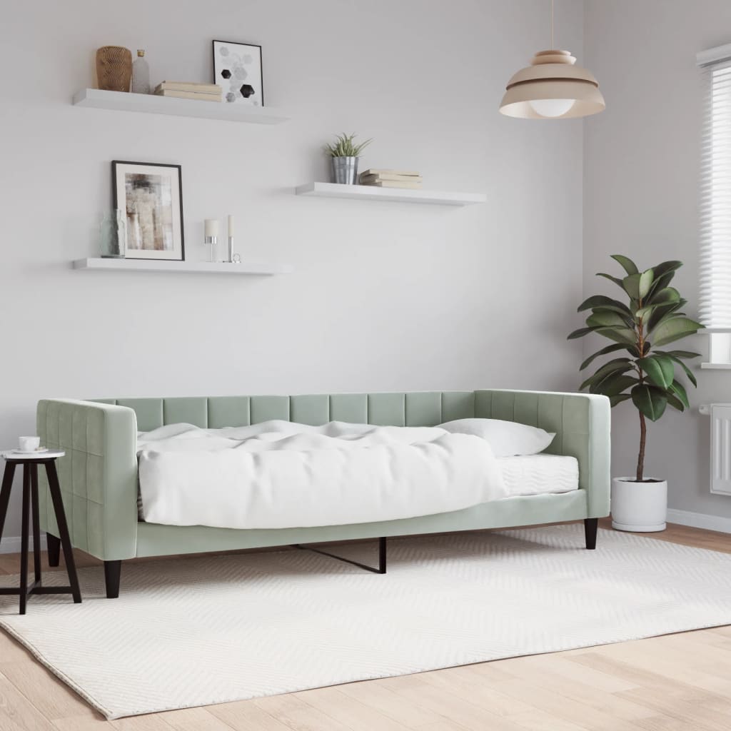 Slaapbank met matras 80x200 cm fluweel lichtgrijs is nu te koop bij PeponiXL, paradijselijk wonen!