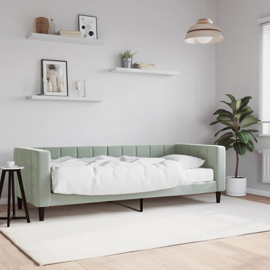 Slaapbank met matras 80x200 cm fluweel lichtgrijs is nu te koop bij PeponiXL, paradijselijk wonen!