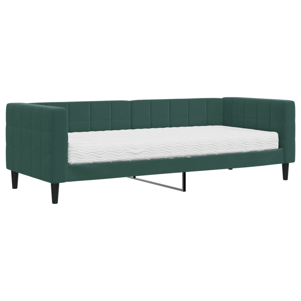 Slaapbank met matras 80x200 cm fluweel donkergroen is nu te koop bij PeponiXL, paradijselijk wonen!