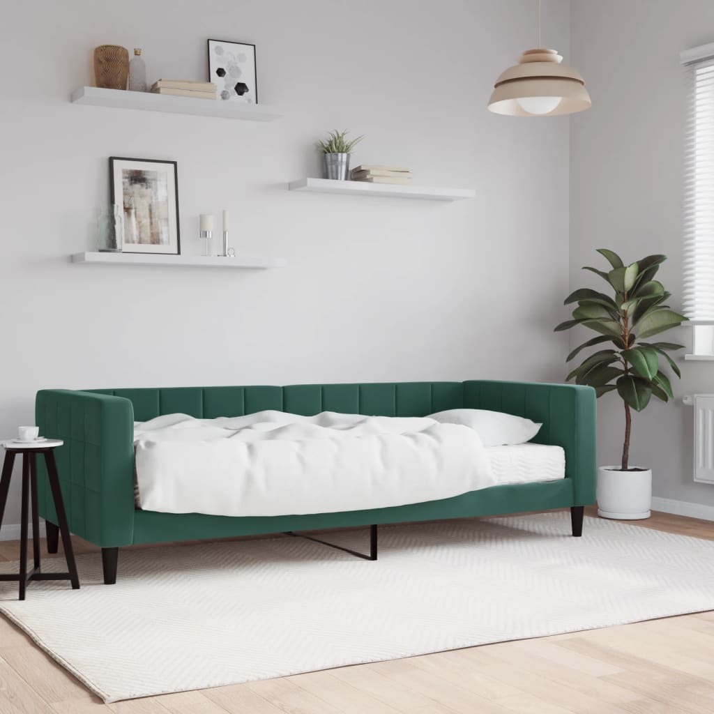 Slaapbank met matras 80x200 cm fluweel donkergroen is nu te koop bij PeponiXL, paradijselijk wonen!
