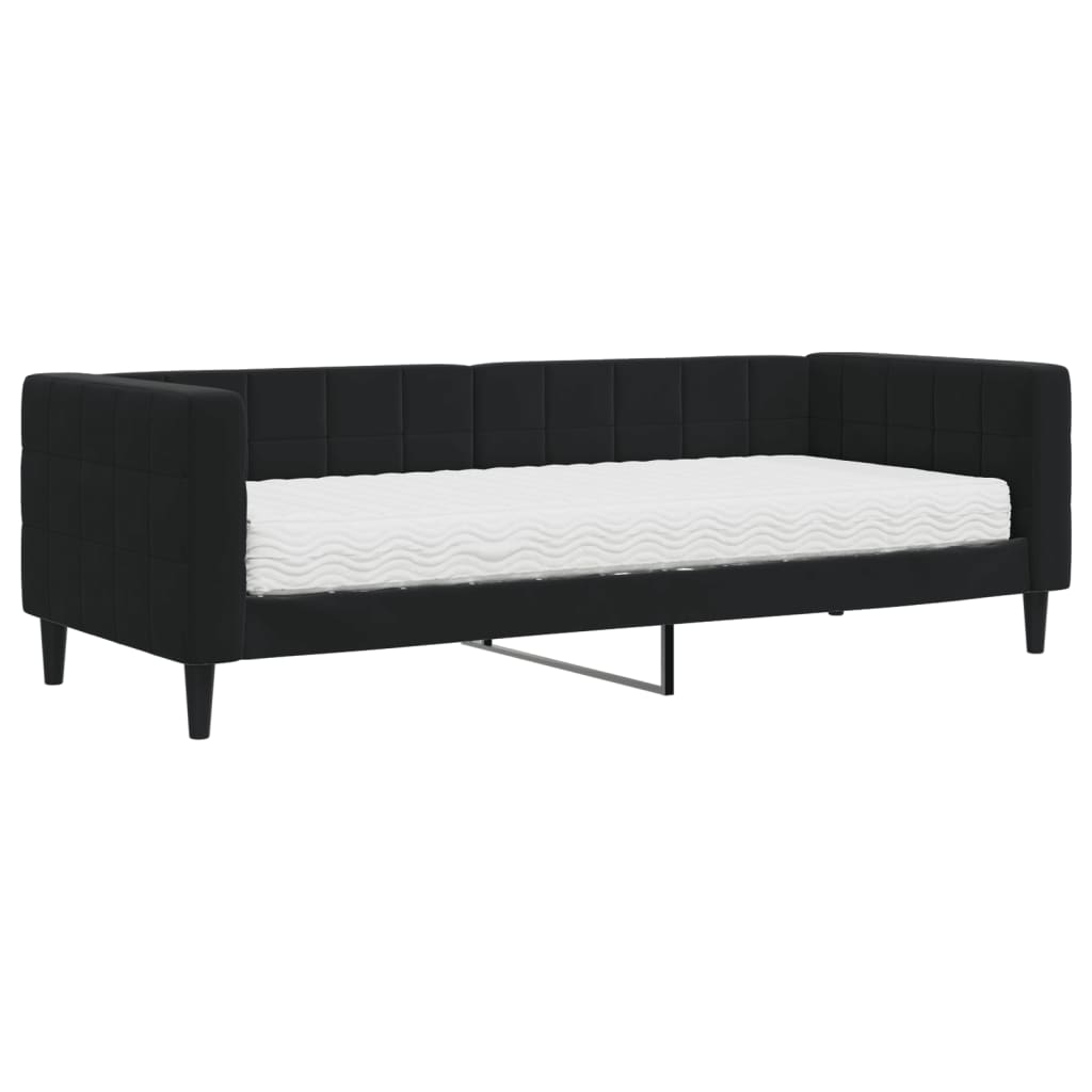 Slaapbank met matras 80x200 cm fluweel zwart is nu te koop bij PeponiXL, paradijselijk wonen!