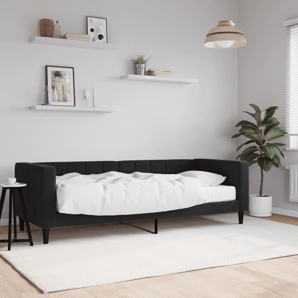 Slaapbank met matras 80x200 cm fluweel zwart is nu te koop bij PeponiXL, paradijselijk wonen!