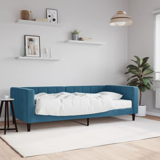Slaapbank met matras 90x200 cm fluweel blauw is nu te koop bij PeponiXL, paradijselijk wonen!