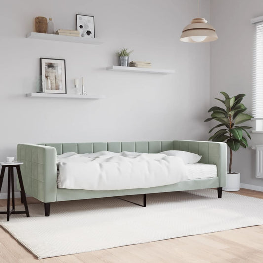 Slaapbank met matras 90x200 cm fluweel lichtgrijs is nu te koop bij PeponiXL, paradijselijk wonen!