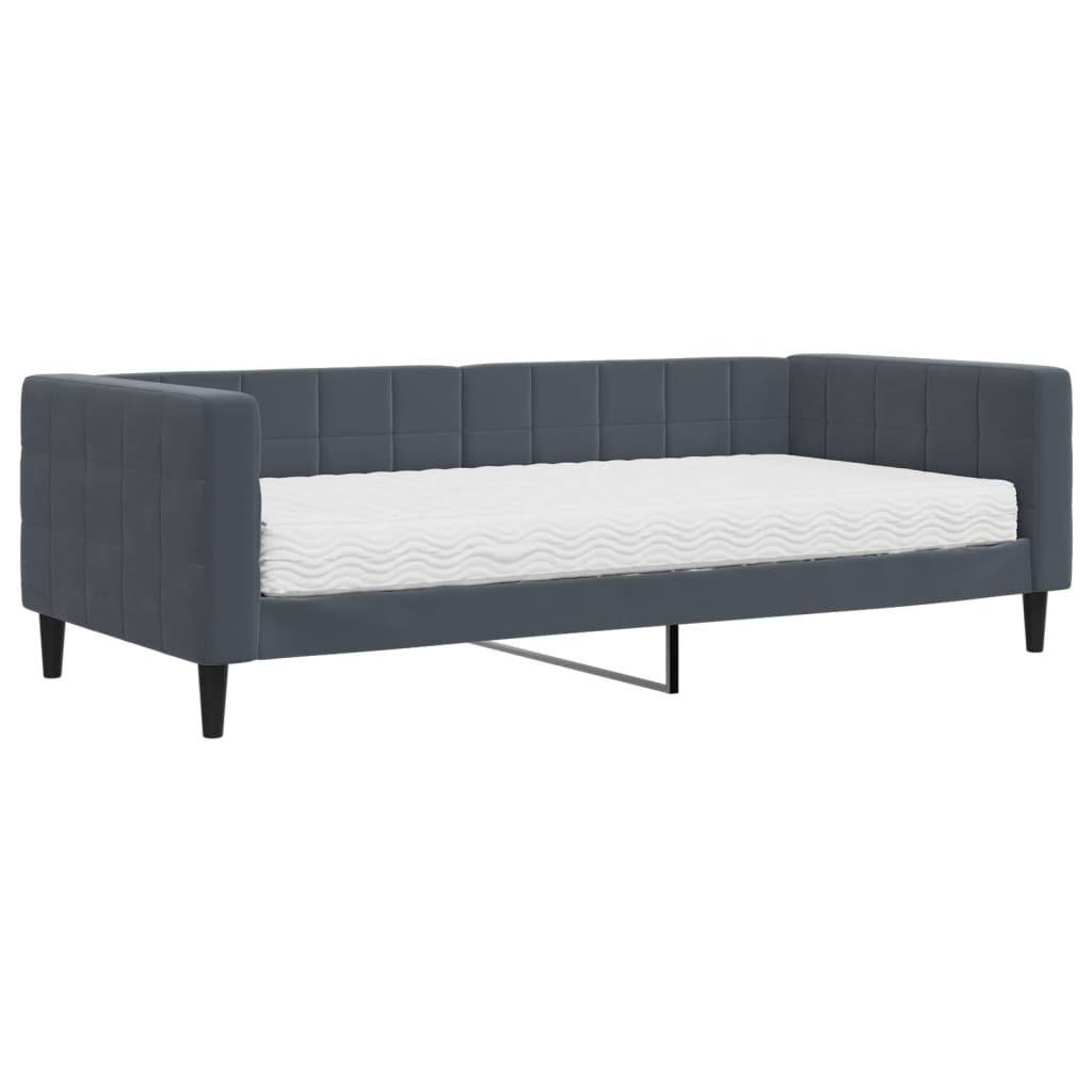 Slaapbank met matras 90x200 cm fluweel donkergrijs is nu te koop bij PeponiXL, paradijselijk wonen!