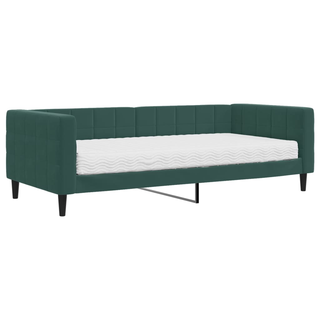 Slaapbank met matras 90x200 cm fluweel donkergroen is nu te koop bij PeponiXL, paradijselijk wonen!