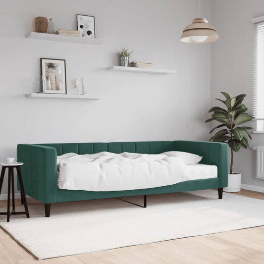Slaapbank met matras 90x200 cm fluweel donkergroen is nu te koop bij PeponiXL, paradijselijk wonen!