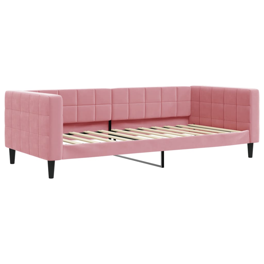Slaapbank met matras 90x200 cm fluweel roze is nu te koop bij PeponiXL, paradijselijk wonen!