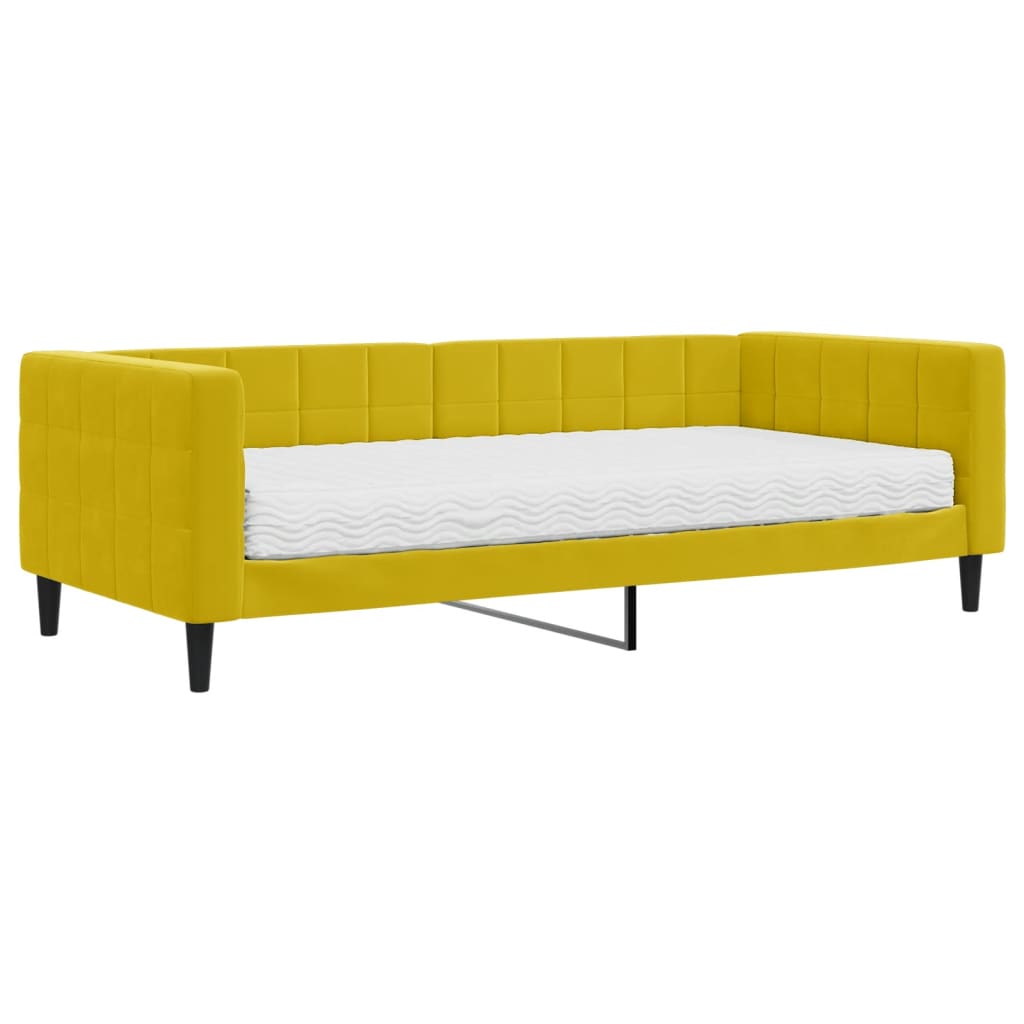 Slaapbank met matras 90x200 cm fluweel geel is nu te koop bij PeponiXL, paradijselijk wonen!