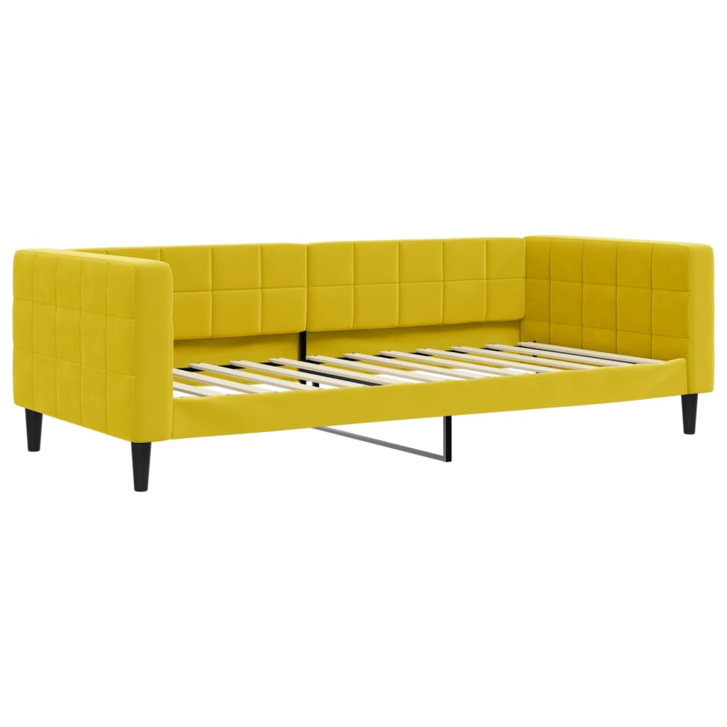 Slaapbank met matras 90x200 cm fluweel geel is nu te koop bij PeponiXL, paradijselijk wonen!
