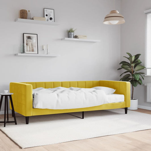 Slaapbank met matras 90x200 cm fluweel geel is nu te koop bij PeponiXL, paradijselijk wonen!