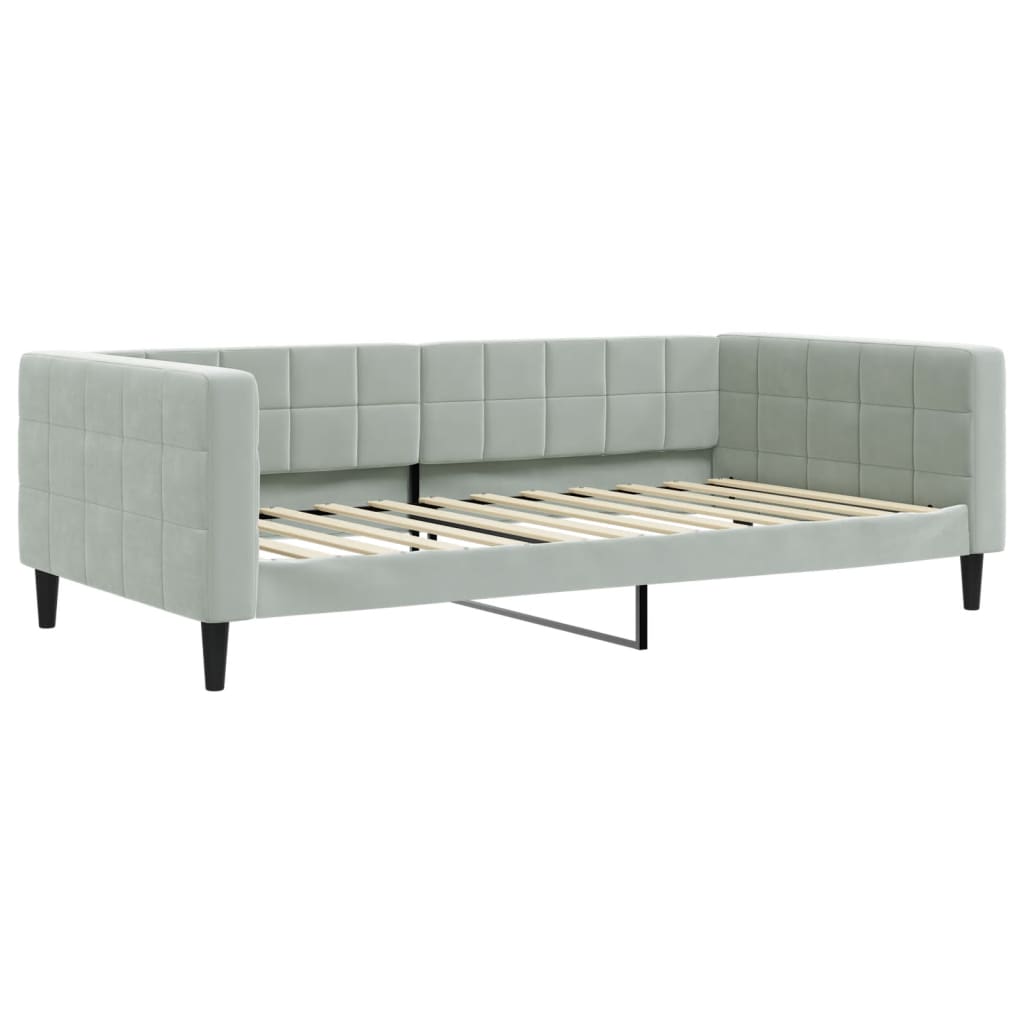 Slaapbank met matras 100x200 cm fluweel lichtgrijs is nu te koop bij PeponiXL, paradijselijk wonen!