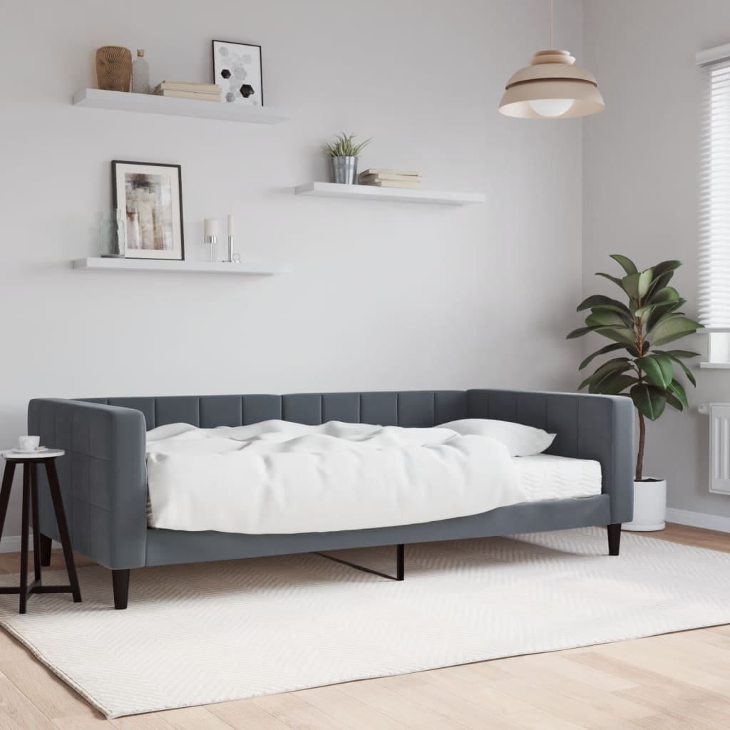 Slaapbank met matras 100x200 cm fluweel donkergroen is nu te koop bij PeponiXL, paradijselijk wonen!