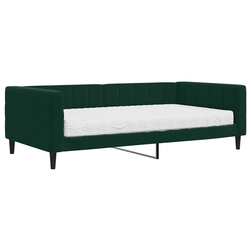Slaapbank met matras 100x200 cm fluweel donkergroen is nu te koop bij PeponiXL, paradijselijk wonen!