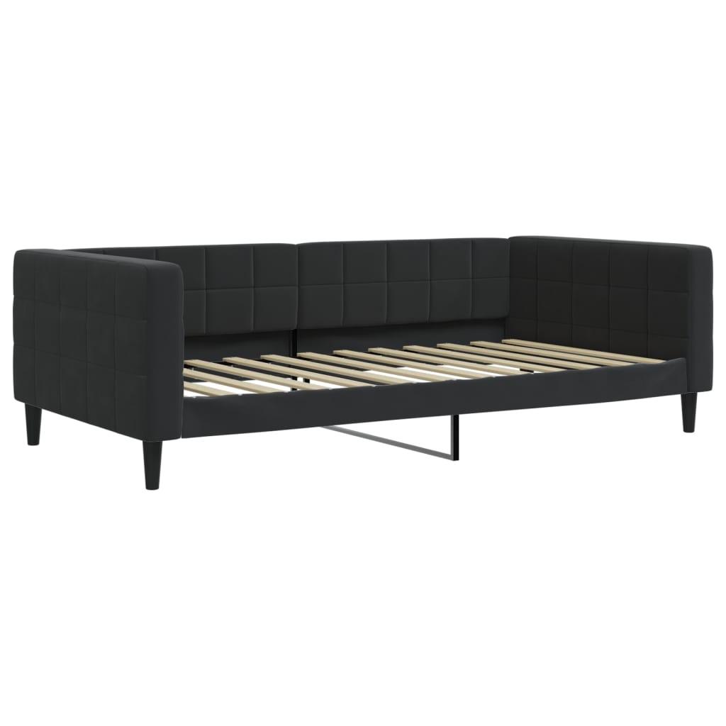 Slaapbank met matras 100x200 cm fluweel zwart is nu te koop bij PeponiXL, paradijselijk wonen!