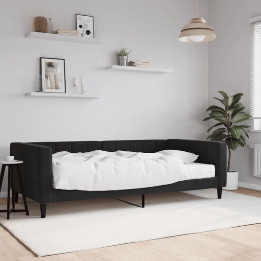 Slaapbank met matras 100x200 cm fluweel zwart is nu te koop bij PeponiXL, paradijselijk wonen!