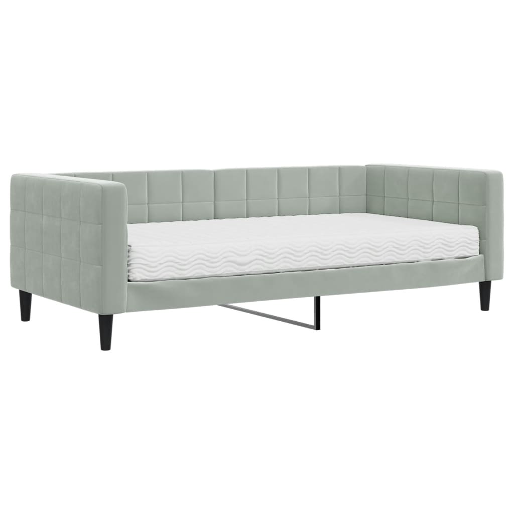 Slaapbank met matras 90x190 cm fluweel lichtgrijs is nu te koop bij PeponiXL, paradijselijk wonen!
