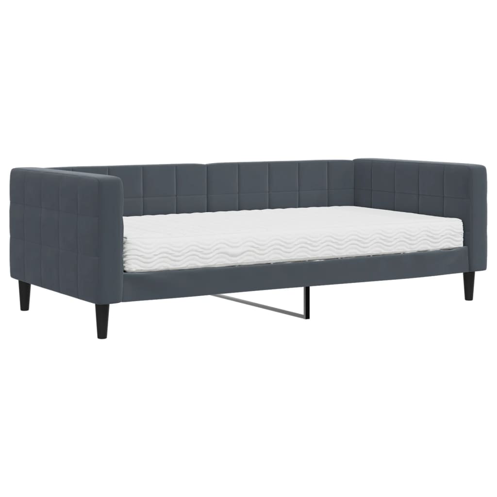 Slaapbank met matras 90x190 cm fluweel donkergrijs is nu te koop bij PeponiXL, paradijselijk wonen!
